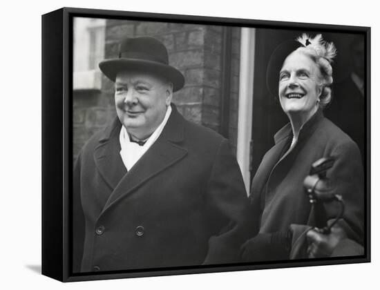 Wartime Premier, Winston Churchill, with His Wife Clementine on His 75Rd Birthday-null-Framed Stretched Canvas