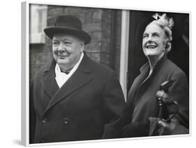 Wartime Premier, Winston Churchill, with His Wife Clementine on His 75Rd Birthday-null-Framed Photo