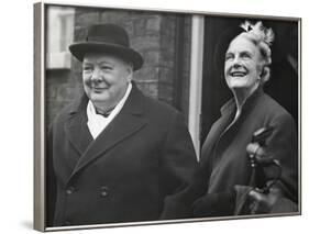 Wartime Premier, Winston Churchill, with His Wife Clementine on His 75Rd Birthday-null-Framed Photo