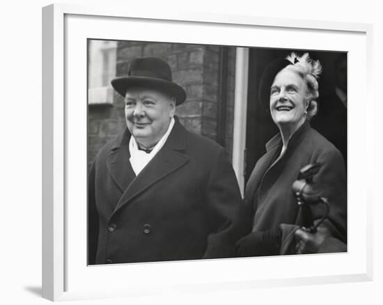 Wartime Premier, Winston Churchill, with His Wife Clementine on His 75Rd Birthday-null-Framed Photo