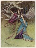 The Fairy Coquette, with Three Wolves Which She Has Just Transformed into Lambs-Warwick Goble-Art Print