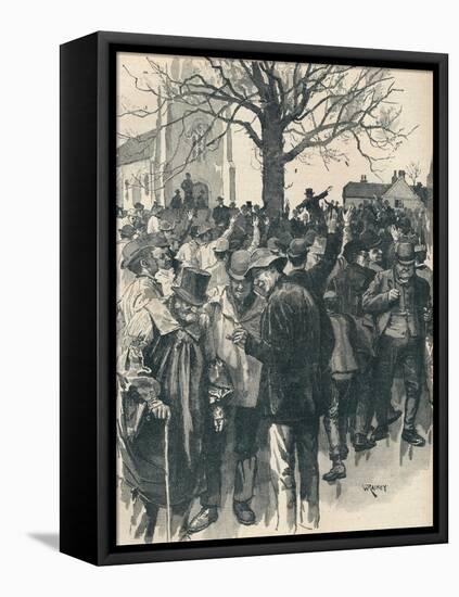 Warwickshire farm labourers' strike: meeting at Whitnash, 1872 (1906)-William Rainey-Framed Stretched Canvas