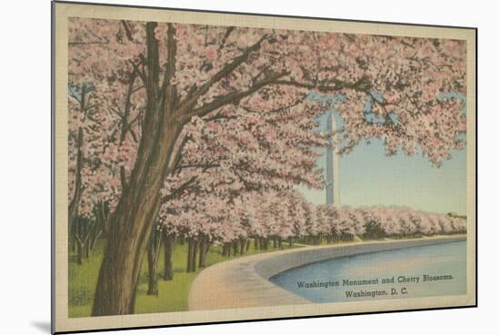 Wash. Monument & Cherry Blossoms-null-Mounted Art Print