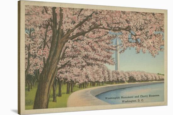 Wash. Monument & Cherry Blossoms-null-Stretched Canvas