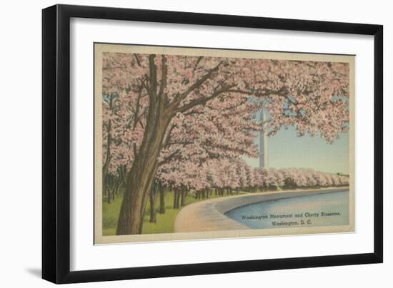 Wash. Monument & Cherry Blossoms-null-Framed Art Print