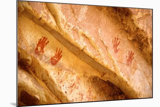 Wash Ruins, Painted Hand Prints at Double Stack Ruin, Cedar Mesa, Utah-Richard Wright-Mounted Photographic Print