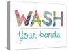 Wash Your Hands Blue Words-Courtney Prahl-Stretched Canvas