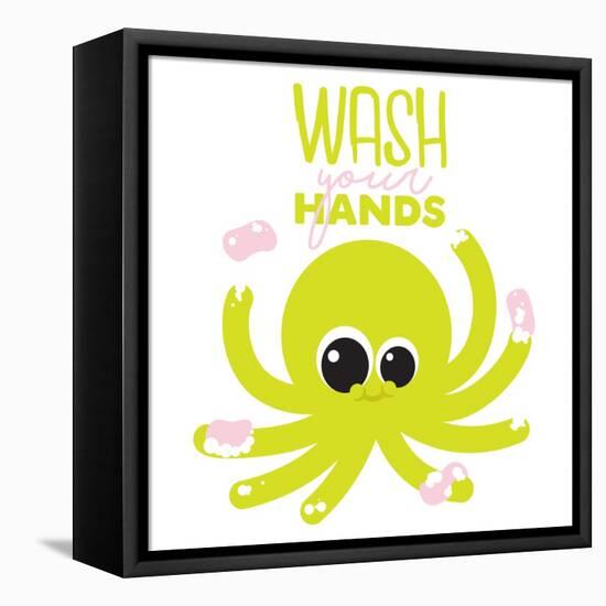 Wash Your Hands-Jace Grey-Framed Stretched Canvas