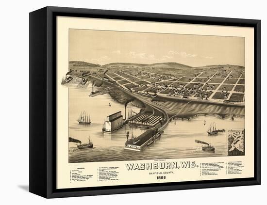 Washburn, Wisconsin - Panoramic Map-Lantern Press-Framed Stretched Canvas