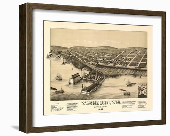 Washburn, Wisconsin - Panoramic Map-Lantern Press-Framed Art Print