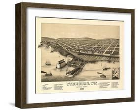Washburn, Wisconsin - Panoramic Map-Lantern Press-Framed Art Print