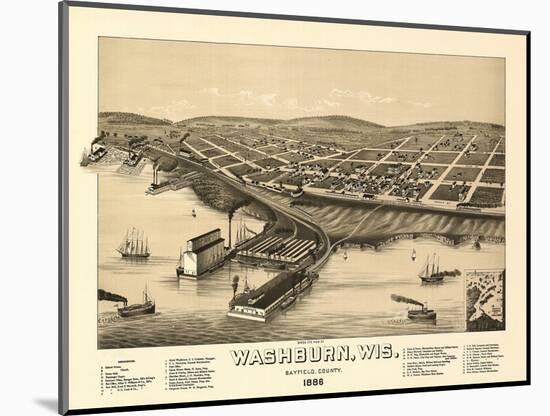 Washburn, Wisconsin - Panoramic Map-Lantern Press-Mounted Art Print