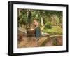 Washerwoman at Eragny-Camille Pissarro-Framed Giclee Print