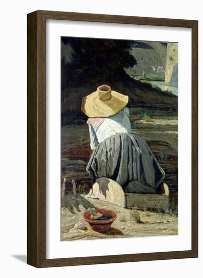 Washerwoman by the River, 1860-Paul Camille Guigou-Framed Giclee Print