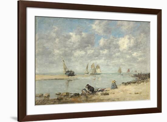 Washerwoman Near Trouville, c.1872-6-Eugene Louis Boudin-Framed Giclee Print