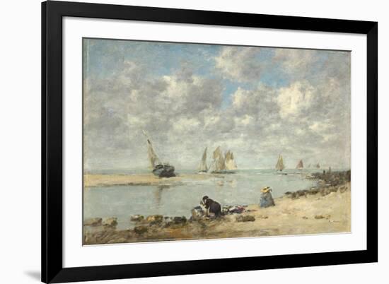 Washerwoman Near Trouville, c.1872-6-Eugene Louis Boudin-Framed Giclee Print