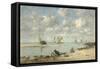 Washerwoman Near Trouville, c.1872-6-Eugene Louis Boudin-Framed Stretched Canvas