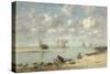 Washerwoman Near Trouville, c.1872-6-Eugene Louis Boudin-Stretched Canvas