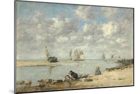 Washerwoman Near Trouville, c.1872-6-Eugene Louis Boudin-Mounted Giclee Print