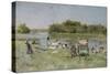 Washerwomen, 1874 (Oil on Panel)-Giovanni Boldini-Stretched Canvas