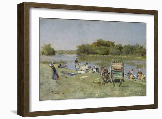 Washerwomen, 1874 (Oil on Panel)-Giovanni Boldini-Framed Giclee Print