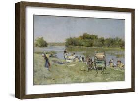 Washerwomen, 1874 (Oil on Panel)-Giovanni Boldini-Framed Giclee Print