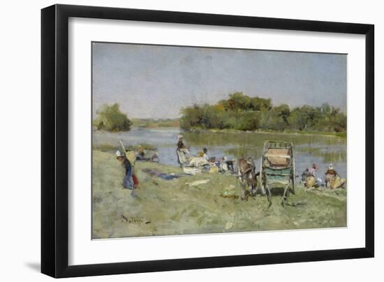 Washerwomen, 1874 (Oil on Panel)-Giovanni Boldini-Framed Giclee Print