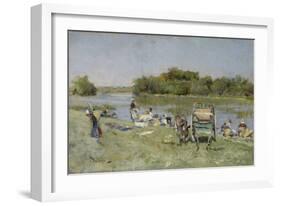 Washerwomen, 1874 (Oil on Panel)-Giovanni Boldini-Framed Giclee Print