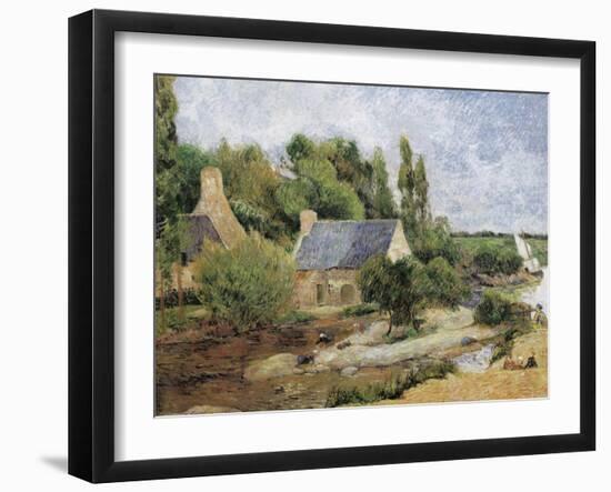 Washerwomen at Pont-Aven (Les Lavandières À Pont-Aven)-Paul Gauguin-Framed Art Print