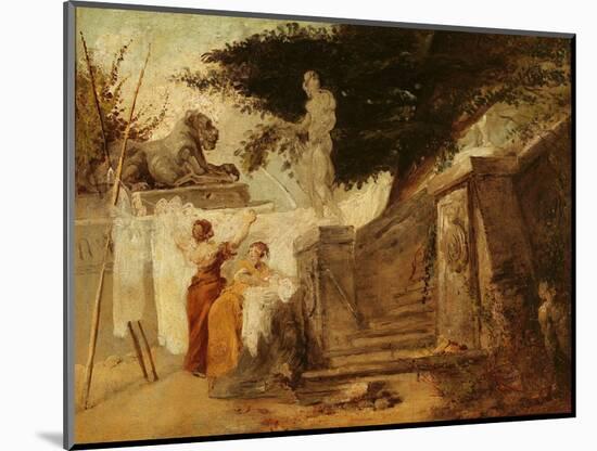 Washerwomen in a Garden, C.1756-61-Hubert Robert-Mounted Giclee Print