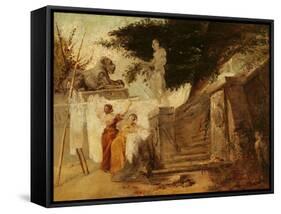 Washerwomen in a Garden, C.1756-61-Hubert Robert-Framed Stretched Canvas