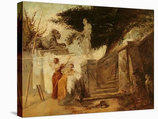 Washerwomen in a Garden, C.1756-61-Hubert Robert-Stretched Canvas