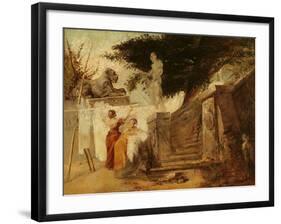 Washerwomen in a Garden, C.1756-61-Hubert Robert-Framed Giclee Print