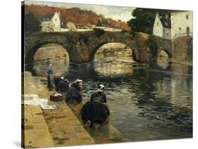 Washerwomen in the Morning at Quimperle, 1902-Fritz Thaulow-Stretched Canvas