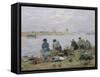 Washerwomen on Banks of Touques River Near Trouville-Eugène Boudin-Framed Stretched Canvas