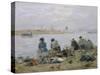 Washerwomen on Banks of Touques River Near Trouville-Eugène Boudin-Stretched Canvas