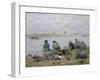 Washerwomen on Banks of Touques River Near Trouville-Eugène Boudin-Framed Giclee Print