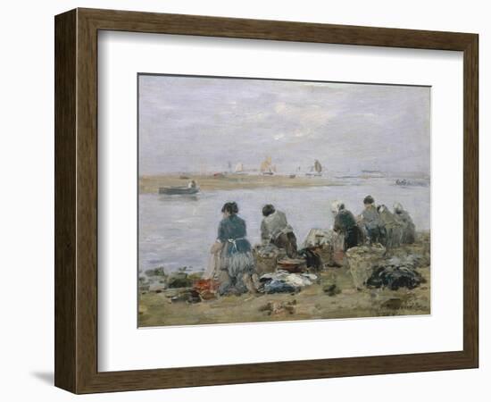 Washerwomen on Banks of Touques River Near Trouville-Eugène Boudin-Framed Giclee Print