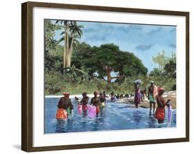 Washerwomen on the River Chagres. Matach’N. Panama Canal-null-Framed Giclee Print