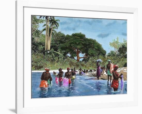 Washerwomen on the River Chagres. Matach’N. Panama Canal-null-Framed Giclee Print