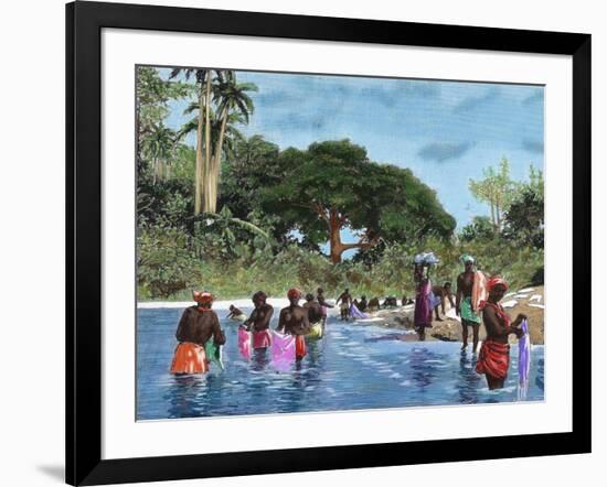 Washerwomen on the River Chagres. Matach’N. Panama Canal-null-Framed Giclee Print