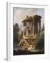 Washerwomen Outside the Temple of the Sibyl, Tivoli-Hubert Robert-Framed Giclee Print