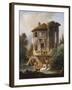 Washerwomen Outside the Temple of the Sibyl, Tivoli-Hubert Robert-Framed Giclee Print