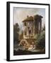 Washerwomen Outside the Temple of the Sibyl, Tivoli-Hubert Robert-Framed Giclee Print