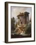 Washerwomen Outside the Temple of the Sibyl, Tivoli-Hubert Robert-Framed Giclee Print