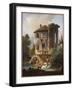 Washerwomen Outside the Temple of the Sibyl, Tivoli-Hubert Robert-Framed Giclee Print