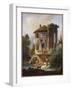 Washerwomen Outside the Temple of the Sibyl, Tivoli-Hubert Robert-Framed Giclee Print