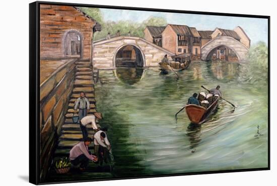 Washing Clothes by the Stream, 1995-Komi Chen-Framed Stretched Canvas