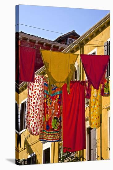 Washing Day, Laundry Drying, Castello, Venice, UNESCO World Heritage Site, Veneto, Italy, Europe-Guy Thouvenin-Stretched Canvas