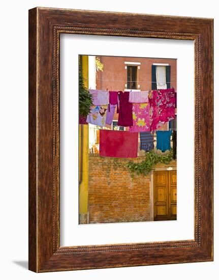 Washing Day, Laundry Drying, Castello, Venice, UNESCO World Heritage Site, Veneto, Italy, Europe-Guy Thouvenin-Framed Photographic Print